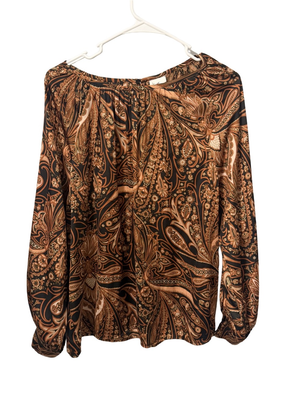 H&M x Richard Allen - Women's Paisley Long-Sleeve Blouse - Black & Brown